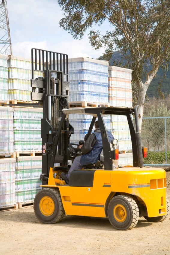 man in a forklift truck