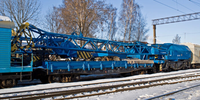 railway crane on tracks