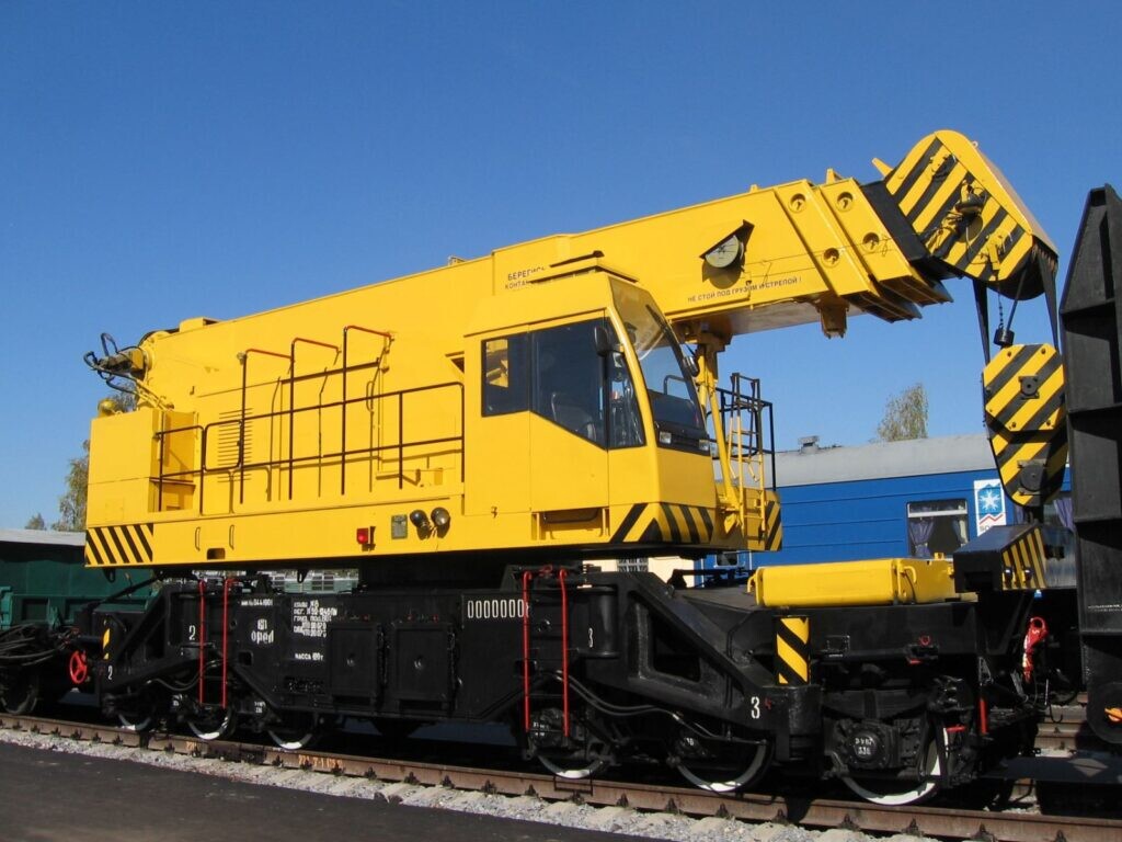 crane on a railway vehicle